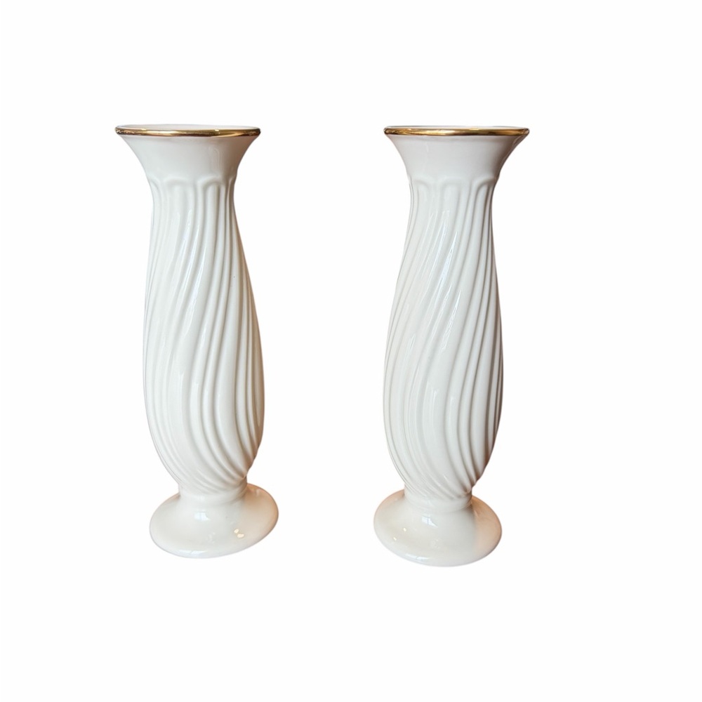 Lenox Ivory China Candlesticks - Housewarming Collection - EUC/ Like New